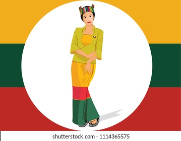 Shan Girl with Traditional Dress, Myanmar, Asia