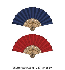 Shan Traditional Folding Hand Japanese Chinese Papercraft Fan Illustration Vector