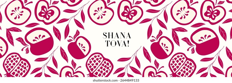 Shana Tova greeting card hand drawn trendy stye