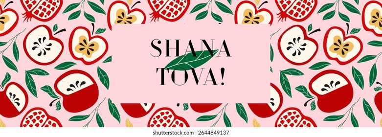 Shana Tova greeting card hand drawn cute stye