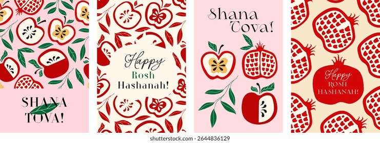 Shana Tova greeting card set hand drawn stye
