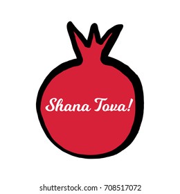 Shana Tova. Hand drawn pomegranate fruit. Jewish new year. Rosh hashana. Vector illustration.