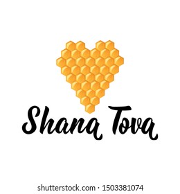 Shana Tova. handwritten modern lettering. Happy New Year in Hebrew. Holiday banner design. Template for postcard or invitation card, poster, print. Vector illustration.