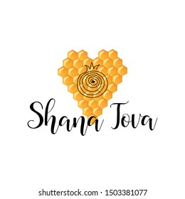 Shana Tova. handwritten modern lettering. Happy New Year in Hebrew. Holiday banner design. Template for postcard or invitation card, poster, print. Vector illustration.