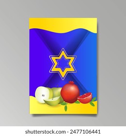 Shana Tova, jüdisches Neujahrsfeier-Plakat-Konzept, Happy New Year, David-Stern, bunte Luxus-Vektorillustration, Grußkarte, Bienen und Honig 