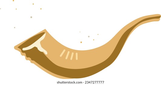 Shana Tova! Rosh Hashana! Happy Jewish New Year - translate from Hebrew. Shofar horn isolated symbol traditional Holiday decoration, icon decorative label element for greeting card design sign poster