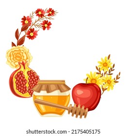 Shana Tova. Rosh Hashanah decorative frame. Happy Jewish New Year.