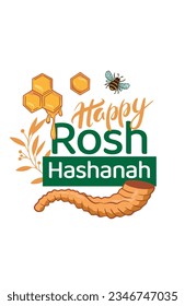 Shana Tova, Rosh Hashanah greeting card template. Jewish Happy New Year symbols on a border frame.  