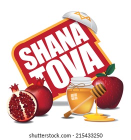 Shana tova Rosh Hashanah Jüdisches Neujahr Symbol Eps10 Vektor