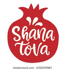 Shana tova. Rosh Hashanah Jewish New Year Greeting Card with hand written lettering, modern calligraphy, isolated on white. Poster, postcard, poster, banner template 