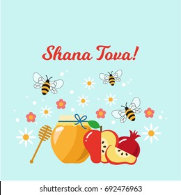 Shana tova. Rosh Hashanah. Jewish new year celebration. Vector illustration.