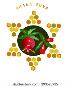 shana tova,jewish star with green background.