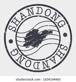 Shandong China Stamp Postal. A Map Silhouette Seal. Passport Round Design. Vector Icon Design Retro Travel.