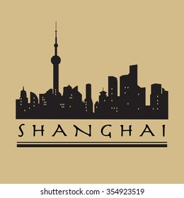 Shanghai abstract skyline, vector illustration