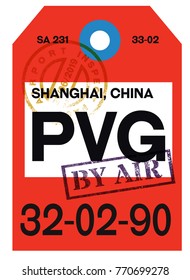 Shanghai Airline Tag Design. Realistic Looking Buggage Tag.