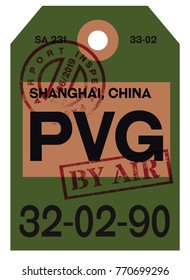 Shanghai Airline Tag Design. Realistic Looking Buggage Tag.