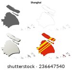 Shanghai blank outline map set