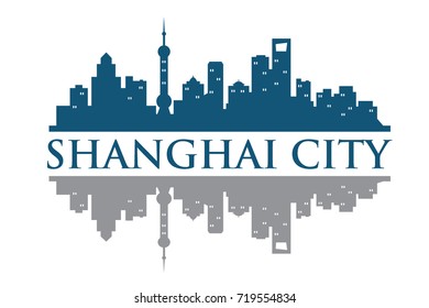 Shanghai Building Landmark Skyline vector, Logo Template