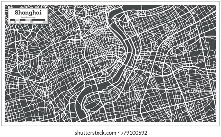 Shanghai China City Map in Retro Style. Vector Illustration. Outline Map.