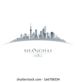 Shanghai China City Skyline Silhouette. Vektorillustration