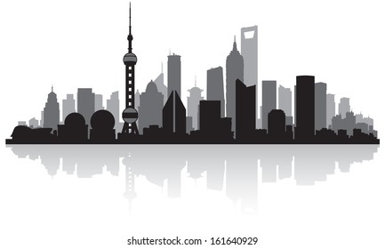 Shanghai China City Skyline Vektorgrafik Silhouette Illustration