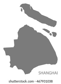 Shanghai China Map in grey