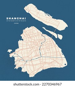 Afiche y volante de un mapa de la China de Shanghai