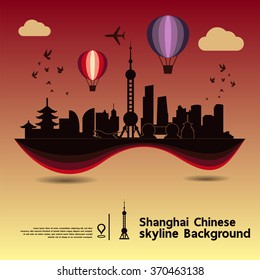 Shanghai, China, skyline background and  travel destination, vector Illustration