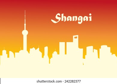 Shanghai, China Skyline Silhouette Black design, vector illustration