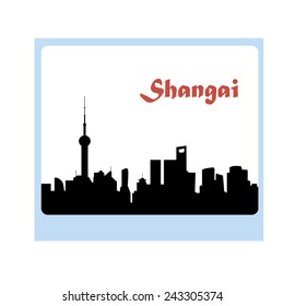 Shanghai, China Skyline Silhouette Black design, vector illustra