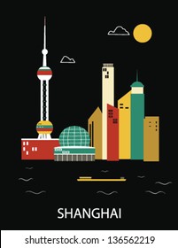 Shanghai China. Vector