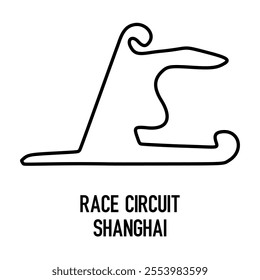 Shanghai Circuit Vector. Circuit Race Track Illustration with Editable Stroke. Stock Vector.