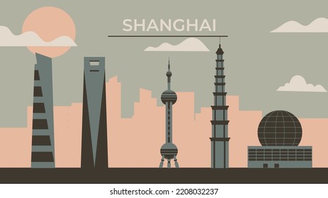 Shanghai city illustration for postcard and banner 