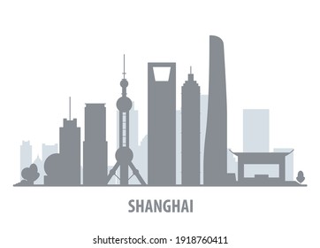 Shanghai city skyline - cityscape silhouette with landmarks