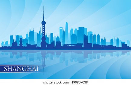 Shanghai city skyline silhouette background, vector illustration 