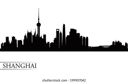 Shanghai City Skyline Silhouette Background Vector Stock Vector ...