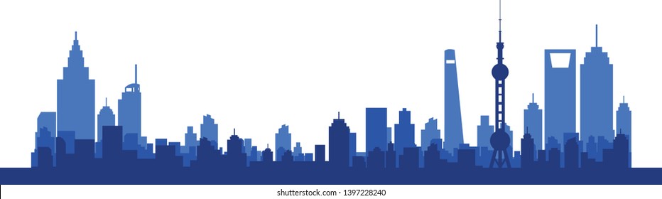 Shanghai City Skyline Silhouette vector