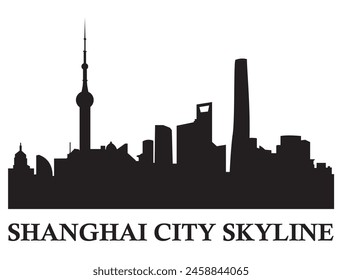 Shanghai city skyline silhouette vector art