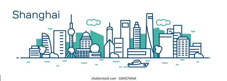 Shanghai city. Vector illustration