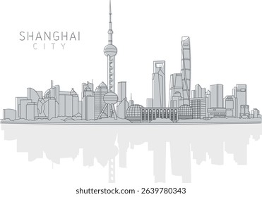 Shanghai city view illustration vector background. 