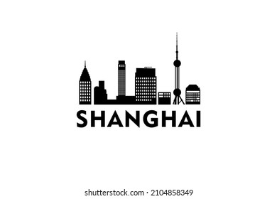 Shanghai Cityscape Logo Silhouette Design Vektor