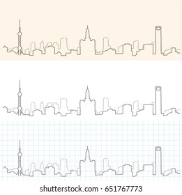 Shanghai Hand Drawn Skyline