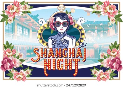 Shanghai lady in retro style. vector, illustrator