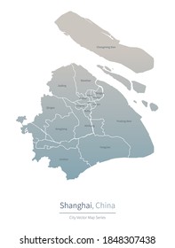 Shanghai Map. vector map of major city in the China.