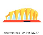The Shanghai Oriental Sports Center - flat design style single isolated image. Neat detailed illustration of architectural structure of an interesting form, created for public use. Chinese buildings