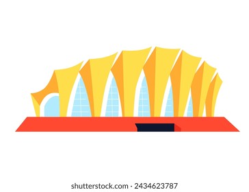 The Shanghai Oriental Sports Center - flat design style single isolated image. Neat detailed illustration of architectural structure of an interesting form, created for public use. Chinese buildings