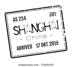 Shanghai postage stamp. Realistic looking stamp with city name.