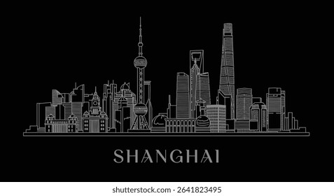 Shanghai Skyline with China City Silhouette.