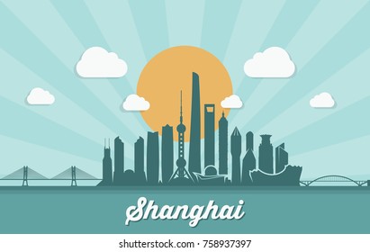 Shanghai skyline - China - vector illustration