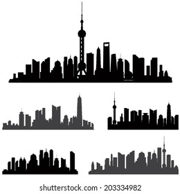 Shanghai Skyline Silhouette Images Stock Photos Vectors Shutterstock